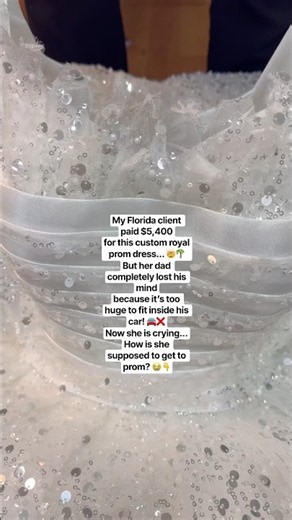 Her dad refused to let this $5,400 Florida prom dress in his car! 🤯🚘 #promdress #shorts #luxury
