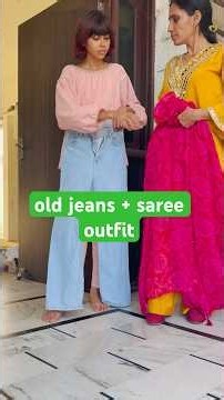 old jeans & saree se outfit / Old jeans se garba outfit ideas pinterest #shorts