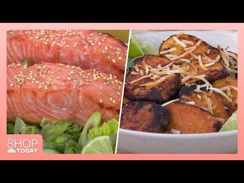 Summer Recipes: Honey Miso Glazed Salmon Salad and Roasted Sweet Potatoes