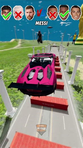 Messi Team vs Ronaldo Team Car Jumpchallenge Beamng.Driver #Shorts #beamngdrive #1