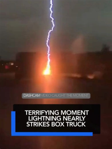 Viral dashcam footage captured a spectacular, close-range lightning strike hitting the shoulder of Interstate 84 in Utah's Weber Canyon. The intense bolt exploded onto the edge of the freeway on September 22, 2026, missing a moving commercial box truck by just a few feet and scattering a violent flash of sparks across the asphalt. #lightning #lightningstrike