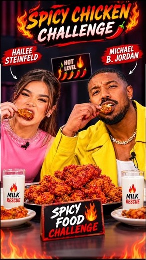 Michael B. Jordan Couldn't Handle the Heat! 🌶️ #michealjordan #HaileeSteinfeld #viral #trending