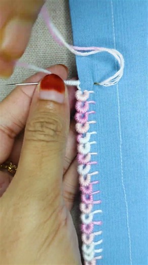 Super creative handmade border lace embroidery #embroidery #loopstitch #handembroidery