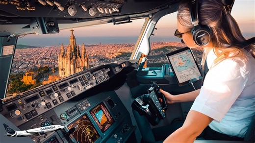 Cockpit view: Inside a smooth Boeing 737 landing in Barcelona