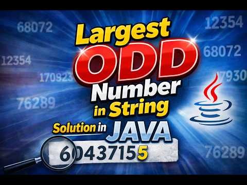 Leetcode 1903 || Largest Odd Number in String || JAVA Solution ||