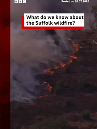 The fire, which broke out on Dunwich Heath on Wednesday, is still not under control, officials said. #Suffolk #Wildfire #Evacuation #Fire #BBCNews
