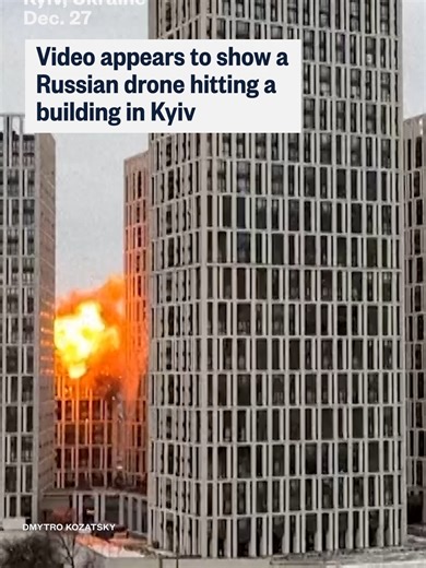 Russian Drone Strikes Building in Kyiv: Latest Footage