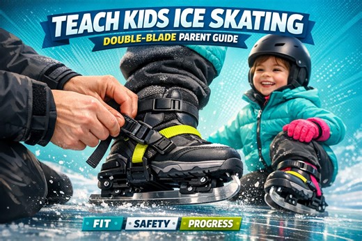 How to Teach Kids Ice Skating With Strap-On Double-Blades (Parent Guide)