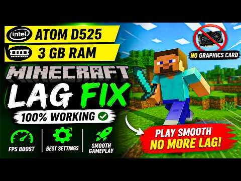 Minecraft Lag Fix on 3GB RAM PC 😱 No Graphics Card! (100% Working)