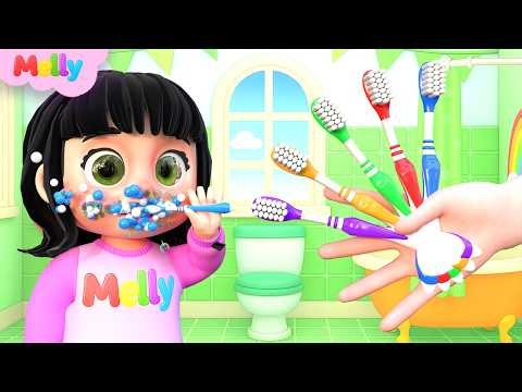 5 Finger Family Good Habits tooth brush routine Song | Melly Nursery Rhymes & Kids Songs