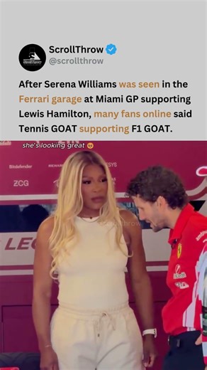 Serena Williams spotted in Ferrari garage for Lewis Hamilton and fans react #lewishamilton