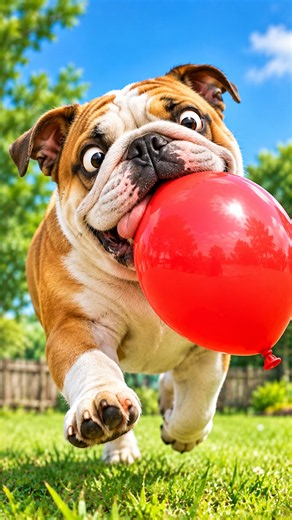 🐶🎈 Bulldog vs Balloon 😂 Funniest Dog Moment! #shorts #viral