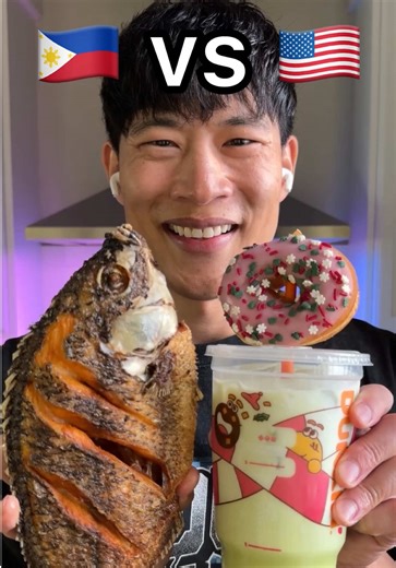 Crispy Fish vs Sprinkle Donut Matcha Latte Comparison