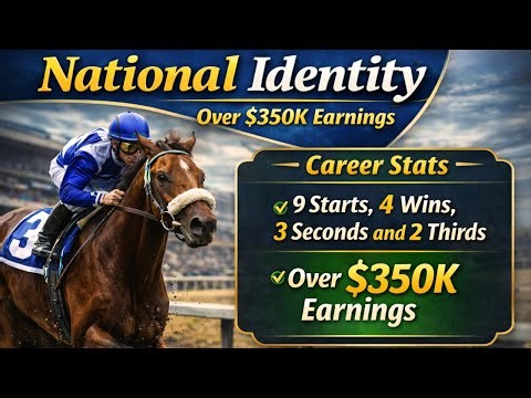National Identity - A Thoroughbred Star: 9 Starts, 4 Wins, & Over $350K in Earnings! ‪@horseracesinfo‬