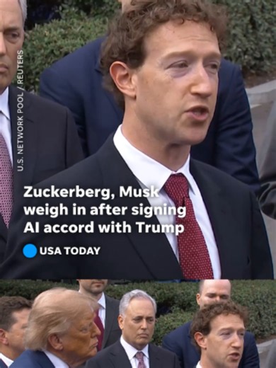 Mark Zuckerberg and Elon Musk responded to questions after signing an AI accord with President Trump that will involve