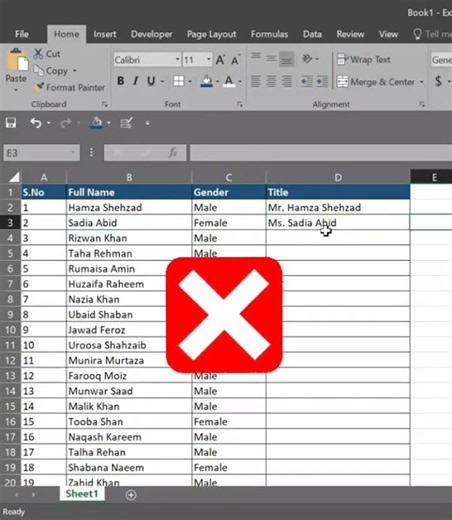 Excel IF Function Trick | Automatically Assign Mr. & Ms.