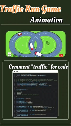 🔥Traffic Run Game Using HTML CSS & JS #coding