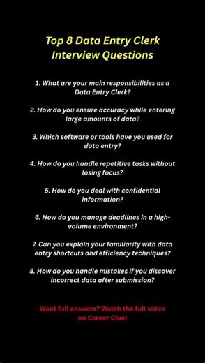 Top 8 Data Entry Clerk Interview Questions You Must Know