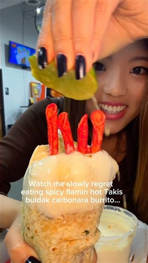 Watch me slowly regret eating spicy Takis burrito… #food #eating #burrito