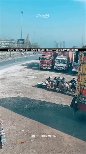 Truck tyre bursts on highway—quick reactions save lives in a near-miss moment