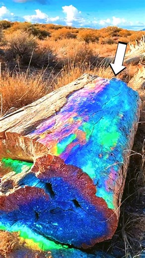 This is not an Al image. This is a 220 million-year-old petrified log in Petrified Forest National Park in Arizona, USA. The park is known for its large deposits of petrified wood, which is wood that has been completely replaced by quartz crystals. | Unsolved Mysteries & Paranormal Activities
