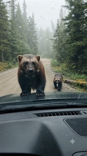 Dashcam Captures a Rare Wolverine on a Remote Forest Road! Incredible Wildlife Encounter #wildlife