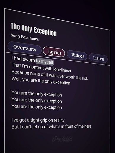 The Only Exception 🎶🎧 #paramore #song #lyrics #music #songlyrics100222