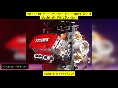 V8 Engine Motorized Simulation Brick Model Electrically Drive Building Blocks
