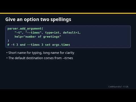 Python for Beginners Ep 30 - Command-line tools with argparse | CodeGurukul