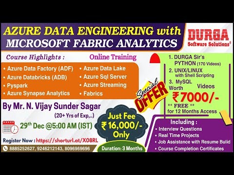 AZURE DATA ENGINEERING with MICROSOFT FABRIC ANALYTICS Online Training @ DURGASOFT