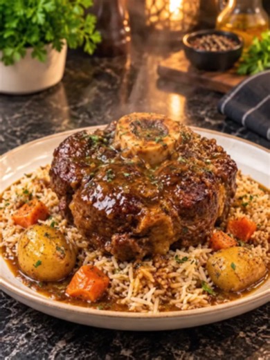 Braised Beef Shank Recipe Tender, fall-off-the-bone beef shanks slowly braised in a rich, savory gravy with garlic, vegetables, and fresh herbs. This comforting dinner is perfect for family gatherings or cozy evenings at home. Prep: 20 minutes Cook: 3 hours Total: 3 hours 20 minutes Servings: 4–6 Course: Main Course Cuisine: American Cooking Method: Oven Braised Difficulty: Easy Ingredients - 3–4 lbs bone-in beef shanks - 2 tablespoons olive oil - 1 large yellow onion, diced - 2 medium carrots, 