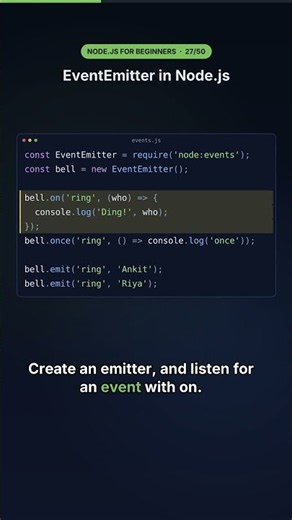 EventEmitter in Node.js: on, once & emit