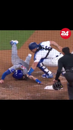 Perfect relay by the Dodgers cuts down the go ahead run at the plate