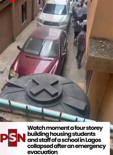 Watch moment a four storey building housing students and staff of a school in Lagos collapsed after an emergency evacuation. #schoolcollapse #lagosnigeria #eyewitnessnews #viralvideo