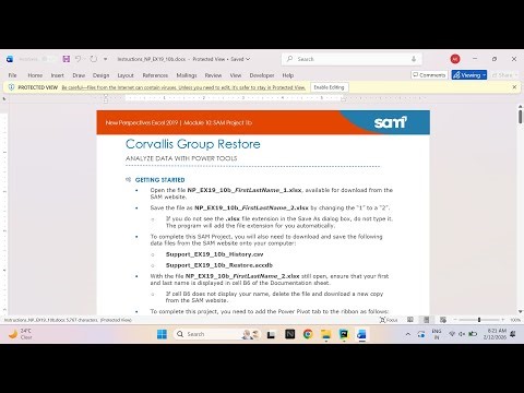 New Perspectives Excel 2019 | Module 10: SAM Project 1b Corvallis Group Restore