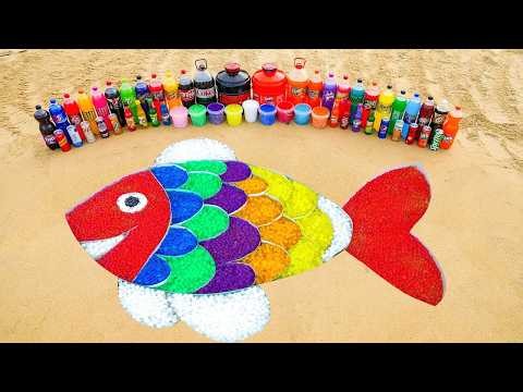 How to make Rainbow Giant Fish with Orbeez, Big Fanta, Coca-Cola vs Mentos & Popular Sodas