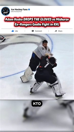 Adam Huska DROPS THE GLOVES vs Mishurov Ex-Rangers Goalie Fight in #KHL #Hockey #Shorts #Hockeyfight