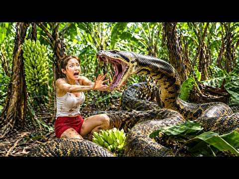 72 Hours Hunting in the Forest 😱 Giant Python Attacks Girl in Banana Plantation
