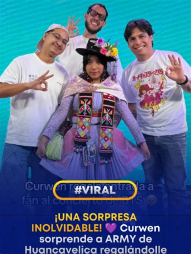 📢 DE HUANCAVELICA PARA EL MUNDO: ¡SE HIZO REALIDAD EL SUEÑO ARMY! De hacerse viral mostrando con orgullo la cultura de Huancavelica en traje típico morado... ¡a asegurar su lugar para ver a BTS este 10 de octubre! 💜🇵🇪 Tras conmover a miles en redes sociales, el video llegó a manos de Curwen, quien la contactó en vivo durante su programa para regalarle un boleto al evento. El gesto fue posible gracias a la ganadora de un sorteo anterior, quien decidió ceder su entrada para cumplir el sueño de