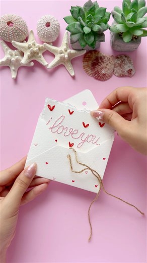 DIY Hand-Stitched Card Idea 💕 Romantic Handmade Gift