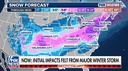 WEATHER ALERT: More than 200 million people across more than 40 states are in the path of a potentially historic winter storm that's expected to extend over 2,300 miles and deliver crippling snow and ice. “I don’t think we’ve seen a footprint like this, this much territory, in about 15 years," FOX Weather meteorologist Mike Seidel reports from Tulsa, Oklahoma. | Fox News
