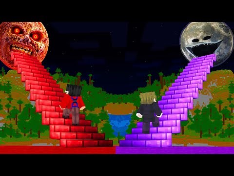 POOR VS RICH Scary Lunar Moons Stair Challenge In Minecraft!