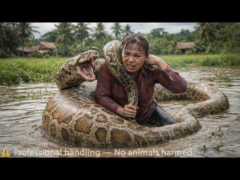 72 HOURS trapped with a GIANT PYTHON – Giant Python Attacks a Girl in the Water