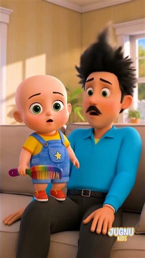 Baby Gives Father a New Hair Style | Cartoon for kids | +more kids songs - Jugnu Kids