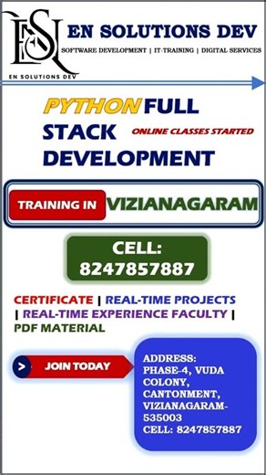 Python Full Stack Development Training in Vizianagaram | Learn Python, Django & Projects #trending