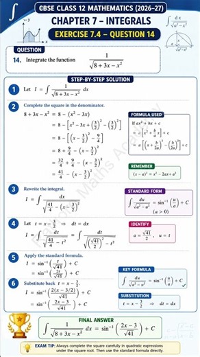 CBSE Class 12 Maths Integrals | Ex 7.4 Q14 | NCERT Solution 📚🔥#shorts