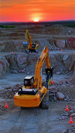 Epic RC Excavator & Dump Truck Action at Sunset! 🚧