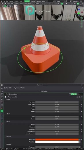 Blender traffic cone using geometry nodes