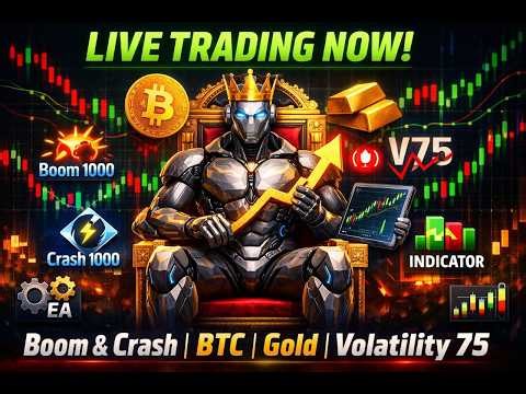 🔴 LIVE TRADING: Boom & Crash | Volatility 75 | Gold | BTC (Bitcoin) | FREE Signals + EA Robots