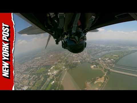 Cockpit Video Captures F-22 Raptor Pilot Executing Inverted Maneuver Over Washington